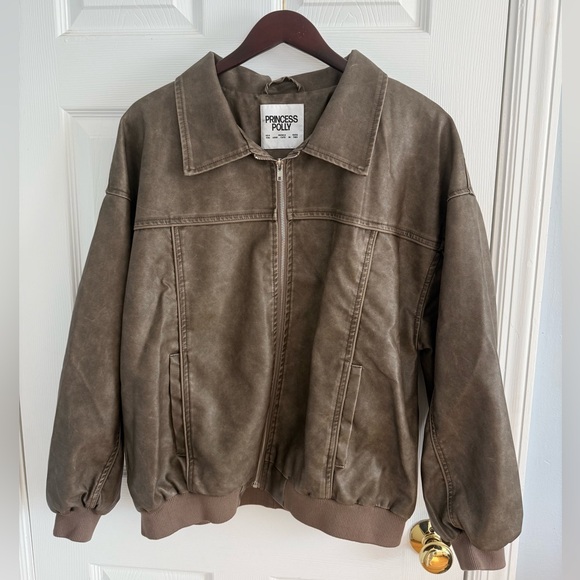 Princess Polly brown leather jacket. US size 4 - Picture 6 of 6